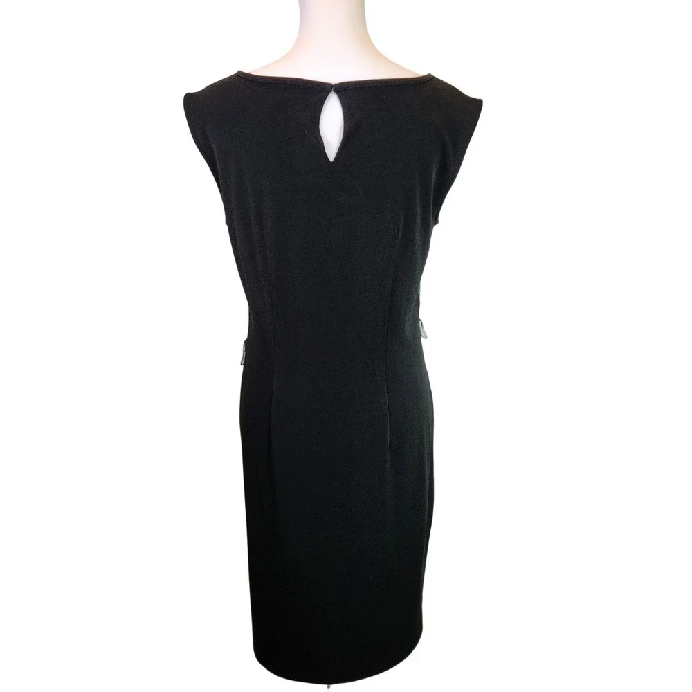 Ann Taylor Shift Dress Womens Small Black‎ White Geometric Sleeveless Office